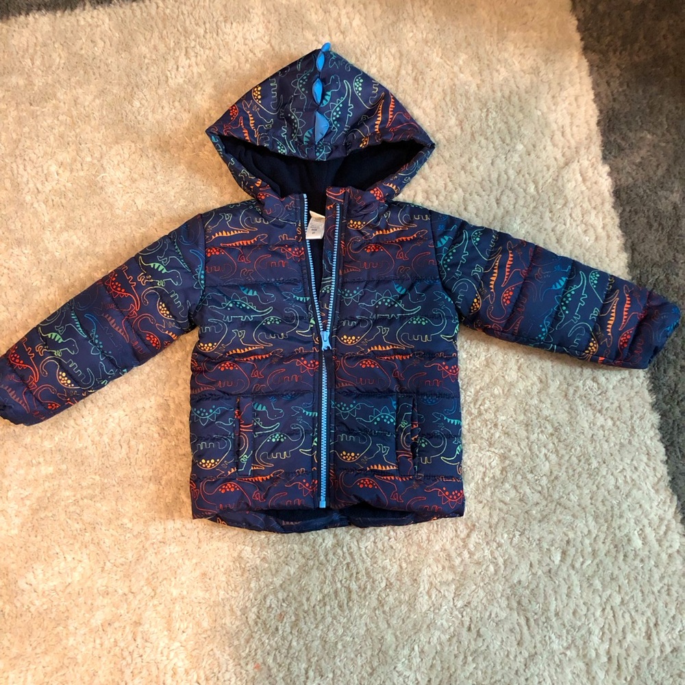 EUC Navy Dinosaur Puffer Coat